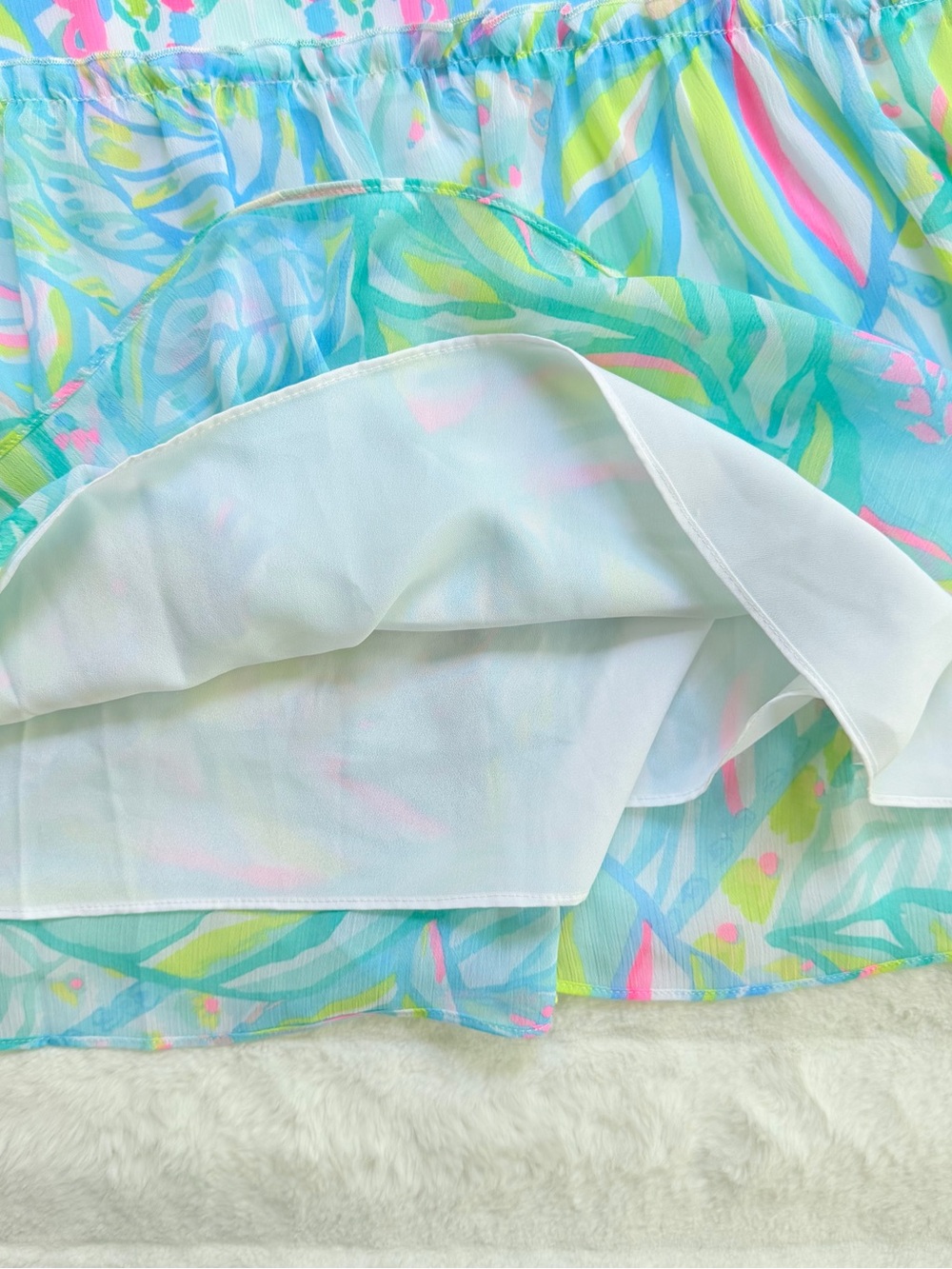 Lilly Pulitzer Winni Maxi/Midi Dress Maraca My World Tropical Print Ruffle L - Picture 4 of 11